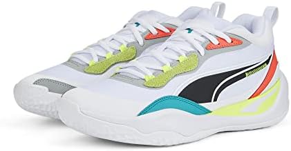 PUMA Men's Playmaker Pro Sneaker, White-Fiery Coral, 10.5 | Image 4