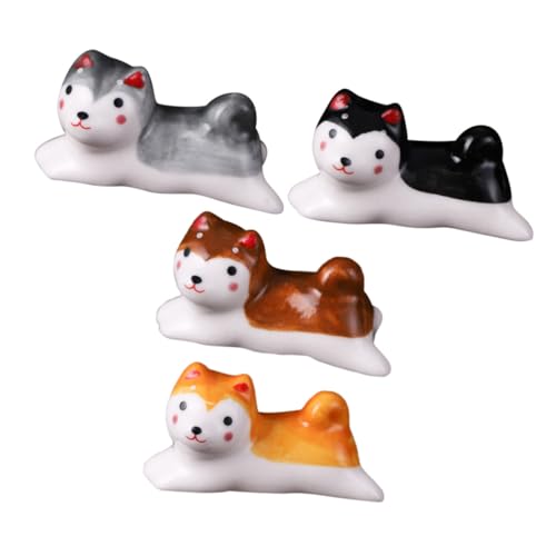OHPHCALL 4個 柴犬形状セラミック箸置き 食卓用スプーンフォークレスト テーブル装飾に 食器棚や電子レンジの飾りにも使えるかわいい柴犬オ