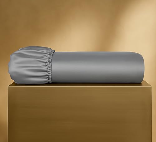 Seralino Mako Satin Spannbettlaken 180x200cm Baumwolle Grau Dunkelgrau| 100% Bio Baumwolle Leinentuch 180x200| weiches Spannbetttuch 180x200| Spannbettlaken 180x200cm Boxspringbett (bis 30cm Steghöhe)
