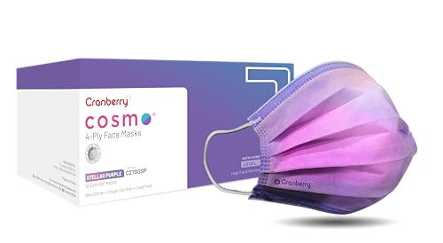Cranberry USA C2700SP Cosmo Earloop Face Mask, Disposable, Purple (Pack of 50)