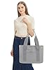 Damen Groß Handtasche mit Laptopfach Canvas Satchel Tote Bag Schultertasche Shopper Tasche für Arbeit Bücher Alltag Lehrertasche grau Large #1