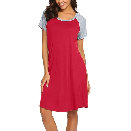 Generisch Stillnachthemd Damen Geburtskleid mit Stillfunktion Stillkleid Langarm Umstandsnachthemd Mutterschaft Umstandskleid mit Leiste Schwangerschaftskleid für Schwangere