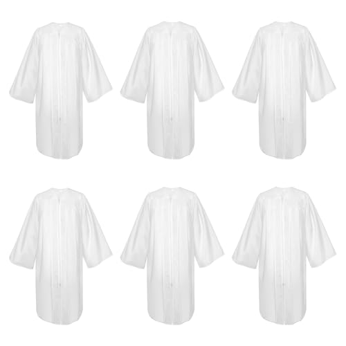 YIIOSS 6Pcs White Choir Robes for Church Pulpit Robe and Pastor Judge Costume | Unisex Baptism Choir Robe & Graduation Gown for Adults