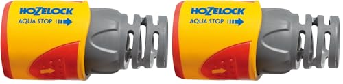 HOZELOCK - Aquastop Hose Connector Plus ø 12.5mm - 15mm (1/2- 5/8) Soft Touch: Aquastop, Watertight, Non-Slip, Flexible, Long Tip Prevents Twisting, Swelling and Leaks [2055P0000] (Pack of 2)
