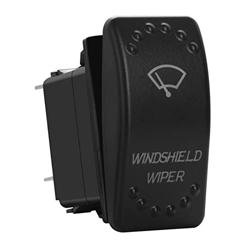 Image of Green Backlit Rocker Switch 5 Pin ON-Off Laser Etched Button Switch with Wires for Car Marine Boat UTV 20A /12V 10A /24V (Windshield Wiper)