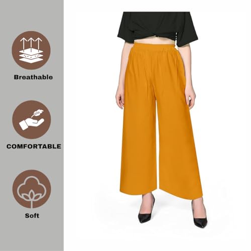 Image of Pranjal Women's Premium Regular Fit Rayon Palazzo - Free Size, Fits Up to 2XL, Stylish & Comfortable (Plazo P)