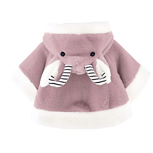 Baby Girls Fleece Hooded Cloak Thick Fluff Button Long Sleeve Cow Shawl Coat Winter Warm Windproof Tie Outwear3