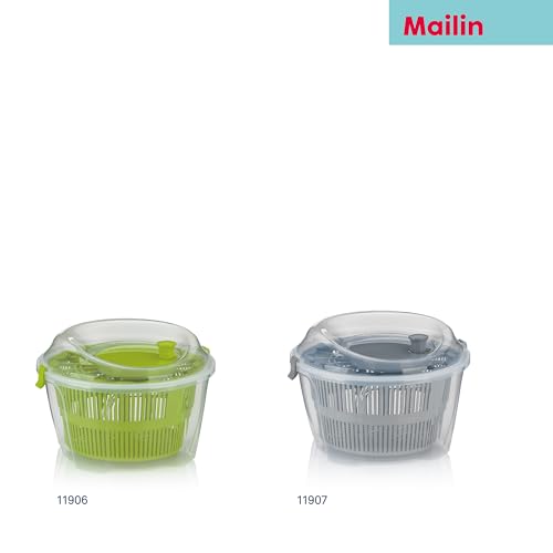 kela salad spinner with lid 24.5 cm, left and right turning, salad spinner, plastic sieve for salad spinners or colander for vegetables, fruit, penne, MAILIN, grey - Image 6
