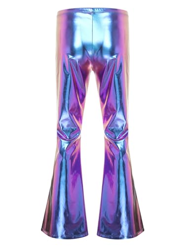 Men Metallic Bell Bottom Flared Pants Flare Leg Pants Disco Rave Dance Pants Motorcycle Leggings2