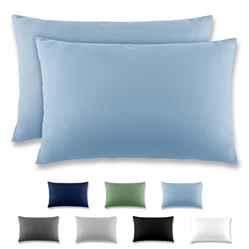 REDKEY Taie Oreiller 40x70 Bleu Clair - Lot de 2 Taies d'Oreillers 40 x 70 Carré en Microfibre Brossée, Housse Oreiller Coussin Oreiller avec sa Fermeture à Rabat (sans Fermeture Éclair)