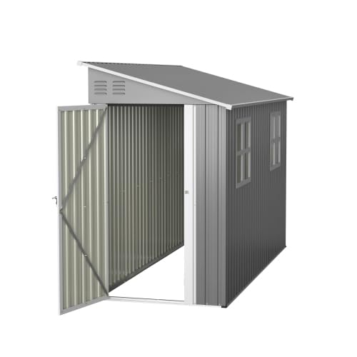 Caseta de jardín de metal de aprox. 1,2 x 3 m – Caseta de apoyo con cerradura y resistente a la intemperie con kit de suelo y 2 ventanas – para pequeños jardines, bicicletas y herramientas de jardín