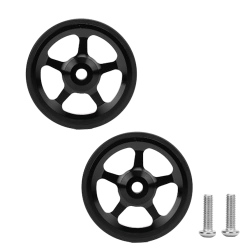 2PCS Bicycle Easy Wheels 60mm - Lightweight Aluminum Alloy Cycling Wheels for Folding Bikes, Smooth Bearing Rollers Compatible with Brompton(Black)