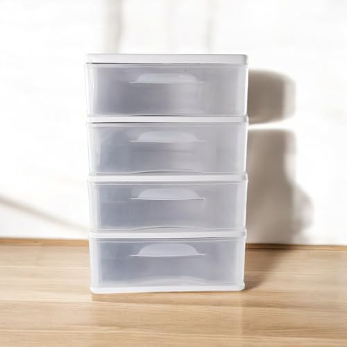 Gaveteiro de Chão 4 Gavetas Transparente Organizado Escritorio Documentos Roupas Acessorios