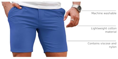 Image of GINGTTO Mens Slim Fit Shorts Plaid Chino Short Tapered Leg Skinny Stretch