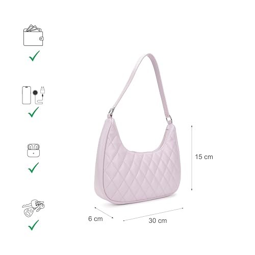Image of Fastrack Quilted Crush Shoulder Bag | Faux-Leather Women's Bag | Zipper Closure with Silver Strap Accents & Utility Pockets | Gifts for Women