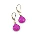 Hot Pink Fuchsia Jade Gemstone Drop Earrings, 14k Gold Filled Leverback