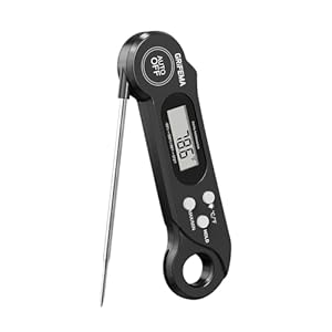 GRIFEMA GA2801 Fleischthermometer mit 180° drehbarem Display, ±1°C Präzision, Automatisches Ein/Aus, Für BBQ, Ofen, Küche, Schwarz