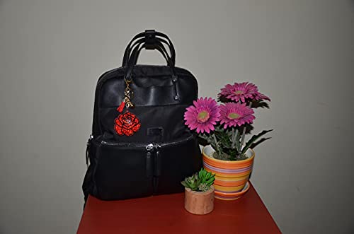 Popfizzy Rhinestone Red Rose Keychain for Women, Flower Keychain Accessories, Rose Backpack Keychain, Bling Gifts for Women3