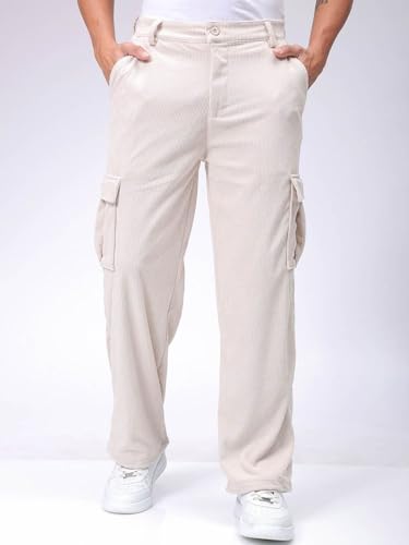 Image of The Indian Garage Co Men Baggy Textured Mid-Rise Cargos