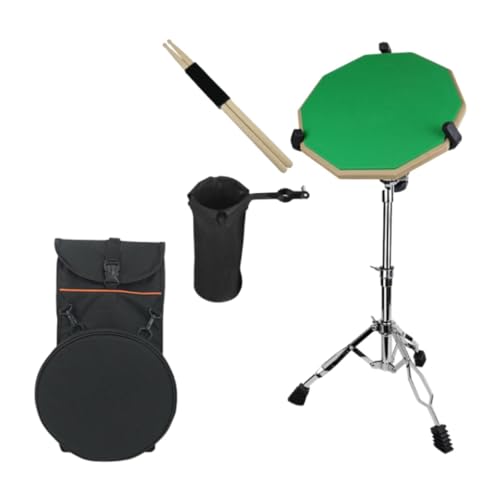 ドラムパッドセット ドラムパッド 滑り止め 打楽器 収納バッグ ドラムスティックホルダー 子供用 スネア 大人 初心者用, 緑
