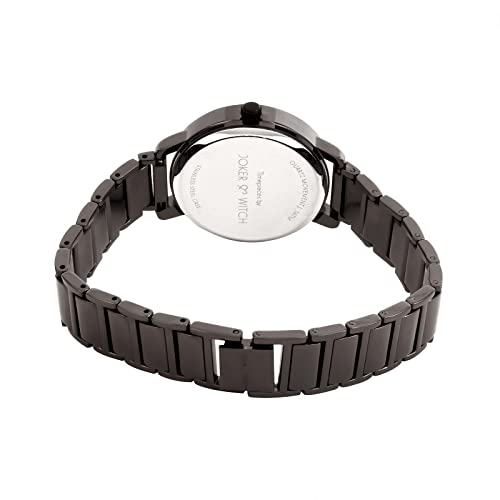 Image of Joker & Witch Stainless Steel Viola And Will Couple Analogue Watches, Brown Dial, Black Band