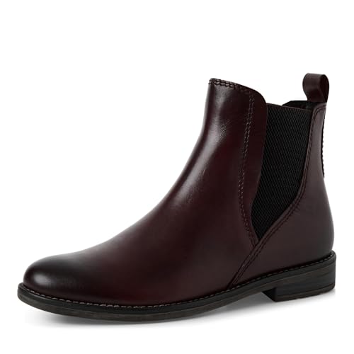 MARCO TOZZI Damen Chelsea Boots aus Leder zum Schlupfen, Rot...