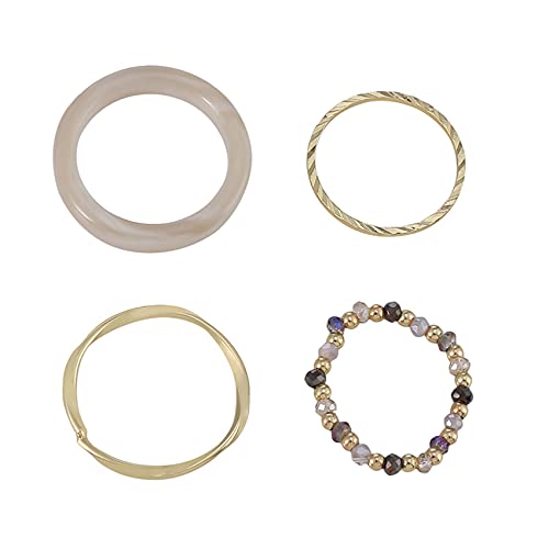 ZSDFW Bagues en résine minimalistes Bague Mignonne en Plastique Transparent Bague en résine Bijoux à la Mode Bague de gemme carrée Unique pour Les Filles et Les Femmes,Blanc-crème Cover