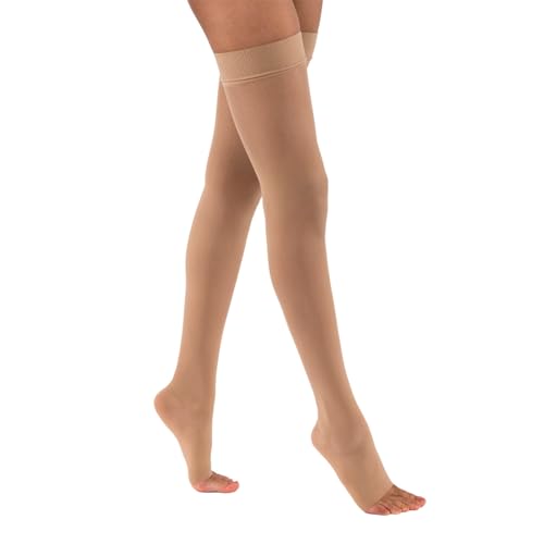 Image of JOBST UltraSheer Thigh-High Compression Stockings for Women - Open Toe - Silicone Dot Band - Medical Compression 20-30 mmHg - For Varicose and Spider Veins - Helps Prevent Swelling