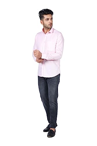 Image of HARPITA Men's Solid Regular Fit Cotton Casual Shirt with Spread Collar & Full Sleeves
