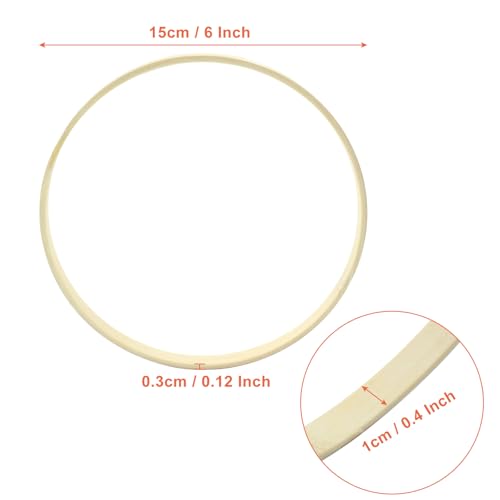 Image of Hitefu 6 Inch Bamboo Floral Hoop Rings, 6 Packs(15cm) | Small Wooden Embroidery Hoops, For Crafts, Dream Catcher, Wedding Wreath