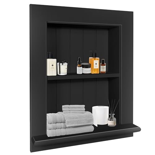 Royxen Bathroom Wall Cabinet with 2-Tier Shelves,Wooden Recessed Medicine Cabinet