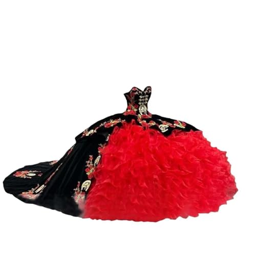 Gold Horse Embroidery Floral Flowers Applique Velvet Charro 15 Dresses for Quinceanera Mexican Party 2025