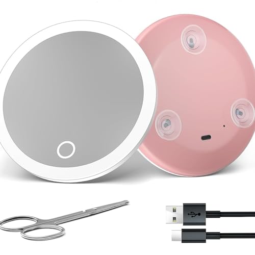 Suction Cup Magnify Glasses Travel Makeup Glasses Portable Cosmetic With Lighting For Travel And Bathroom Use Powerful Suction Cup