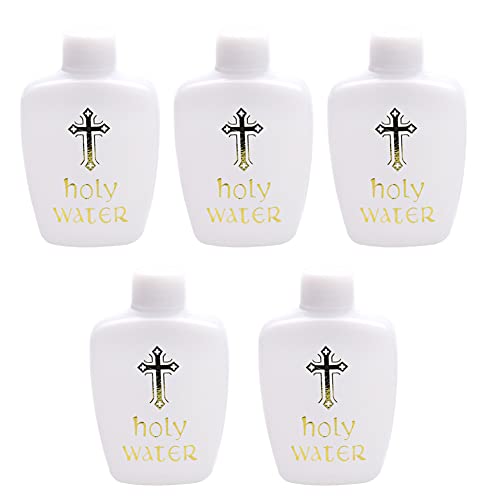 60ml Holy Water Bottle Cross Design Big Holy Water Container Bottle with Lid White Gold Cross Catholic Gifts and Church Supplies Christian Empty Plastic for Bottle Decoration