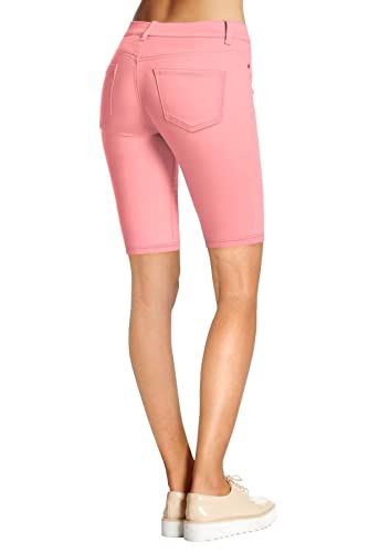 Hybrid & Company Women's Ultra Stretch Perfectly Shaping Mid Rise Skinny Bermuda Shorts with Pockets B44876X Blush 2X