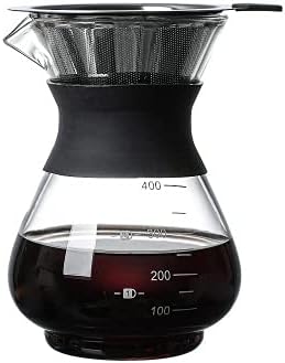 Pour Over Coffee Maker,Cafetera Goteo Manual, Cafetera de Goteo con Filtro  de Acero Inoxidable Cafetera de émbolo Material de Vidrio de Borosilicato  Resistente al Calor para Home Cafe - PREYCA
