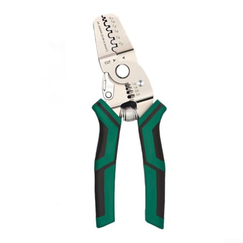 Yhenlovtt Pinza crimpatrice per elettricisti, spellafili multifunzione e crimpatrice con struttura ergonomica in acciaio ad alto tenore di carbonio, rivestimento resistente, verde (2511525)