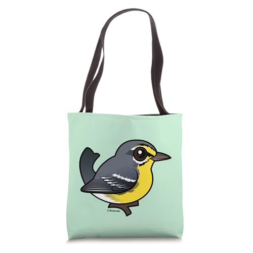 Cute Cartoon Adelaide's Warbler Puerto Rican Endemic Bird Tote Bag