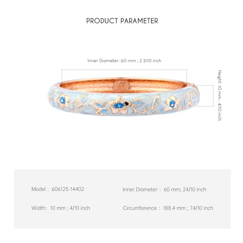 UJOY Women's Bangle Bracelet Golded Alloy Hinged Flower Enameled Cloisonne Jewelry with Gift Box 55B013