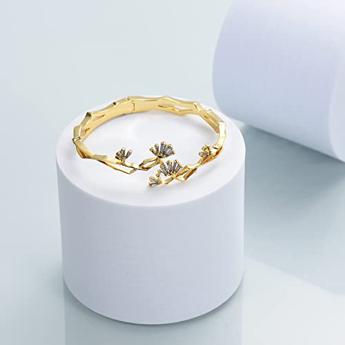 Imrsanl Flower Urn Bracelet For Ashes, Cremation Jewelry Copper Urn Bracelet For Ashes For Women Girls, Memiral Urn Bangle With Crystals (Gold-Blue Stone) #TOP3