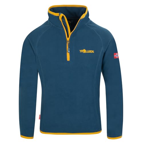 Trollkids Kids Nordland Half Zip 152, Mystic Blue/Yellow