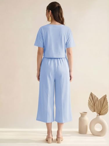 Image of Leriya Fashion Co-ord Set for Women Stylish - Trendy Korean Summer Travel Outfit | Lightweight Two Piece Dress for Beach & Holiday Look | Casual Style Textured Dress for Woman