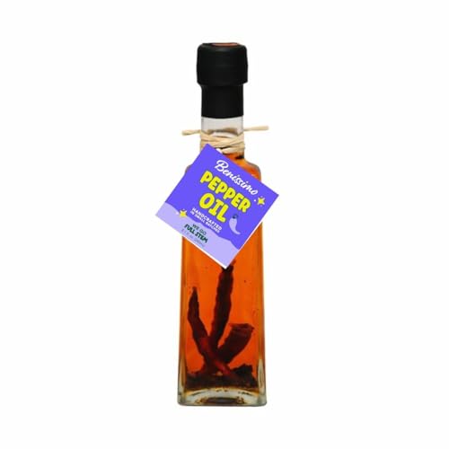 Benissimo Pepper Infused Oil, Castolatta 8.12 Fl Oz Bottle, Bold Spicy Infused Cooking Oil for Vegetables, Pizza, Marinades, and Everyday Cooking