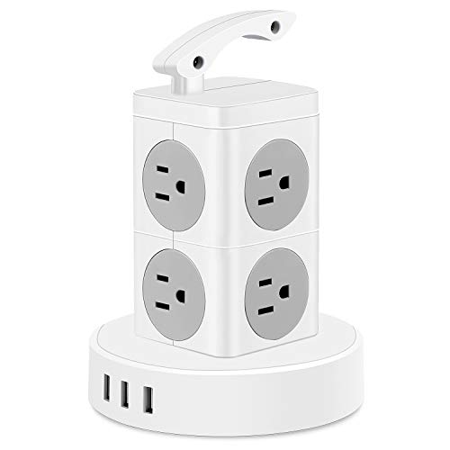 Surge Protector Power Strip Tower with USB, Electric Charging Station with 8 Outlet