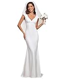 Ever-Pretty Women's Vintage Back Lace Applique Bodycon Mermaid Wedding Gowns for Bride 2022 White US16
