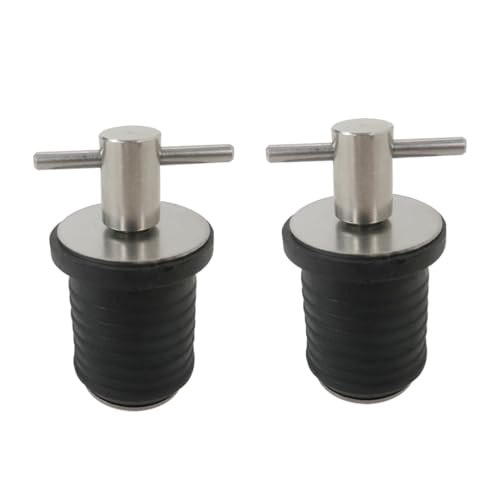 2 Pcs Boat Plug Snap Plugs T Style Handle Boat Drain Plug Rubber Plugs with Stainless Steel Handle Marine Twist Plug Boat Accessories 25.4mm 32mm for 1-inch 1.25 inch by YTXXDEUS