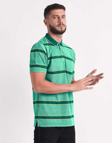 Image of INKKR Striped Men Polo Neck Half Sleeve T-Shirt