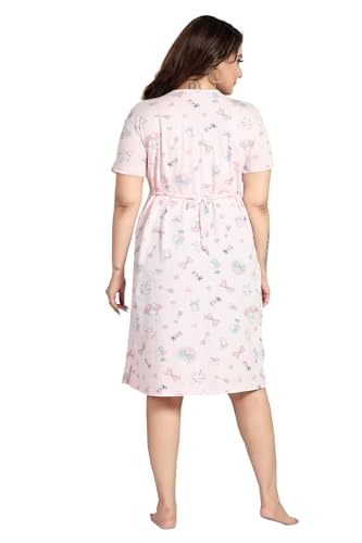 Image of Fabme Women's Above Knee Length Printed Pre and Post Pregnancy Pure Cotton Nursing Nightdress Nighty