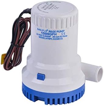 Sailflo.US 1500 GPH 12v Boat Marine Plumbing Electric Bilge Pump 1 1/8 Outlet.