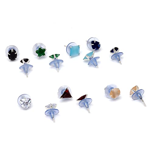 Gold-Plated Multi-color 5 In 1 Interchangeable Stud Style Jewellery